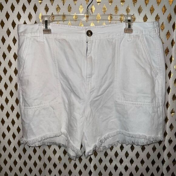 Aerie Midi White Adventure Shorts Frayed Raw Hem Size XL - Picture 1 of 4